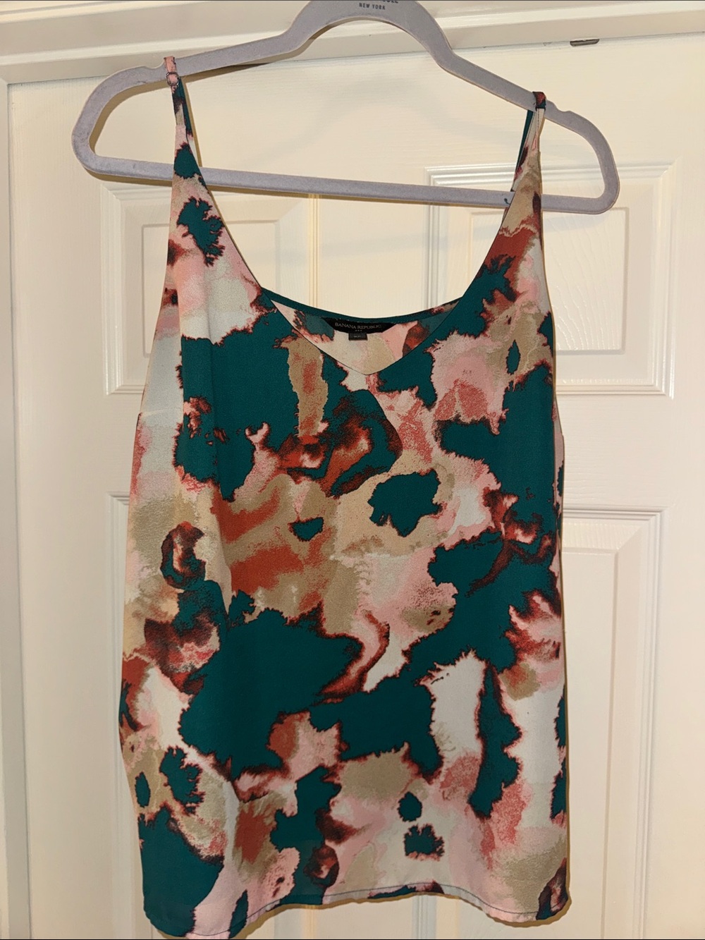 Banana Republic Teal Pink Brown Abstract Print Cami